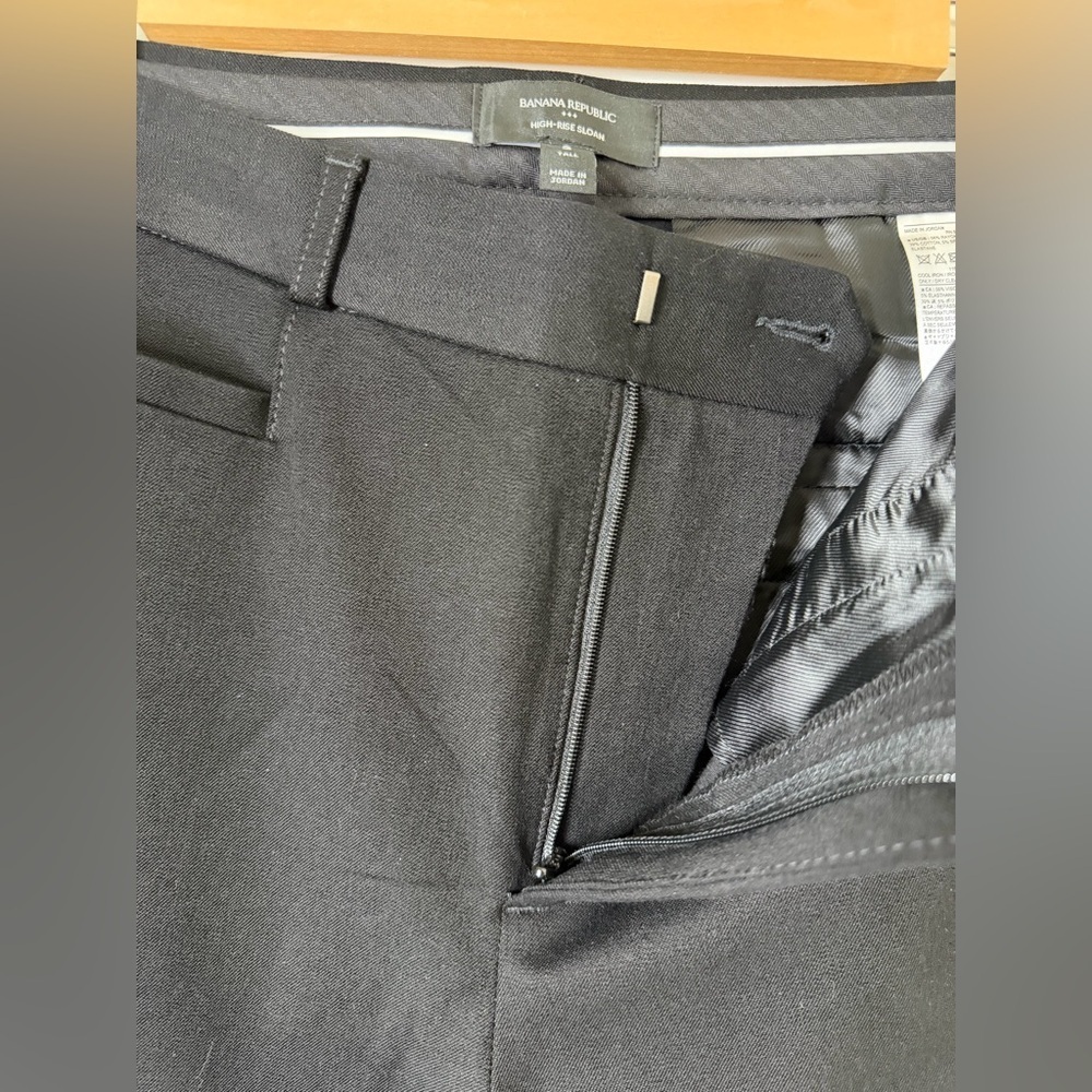 Banana Republic High-Rise Sloan Black Dress Pants 2 Tall Slim Leg Trousers - Picture 7 of 9